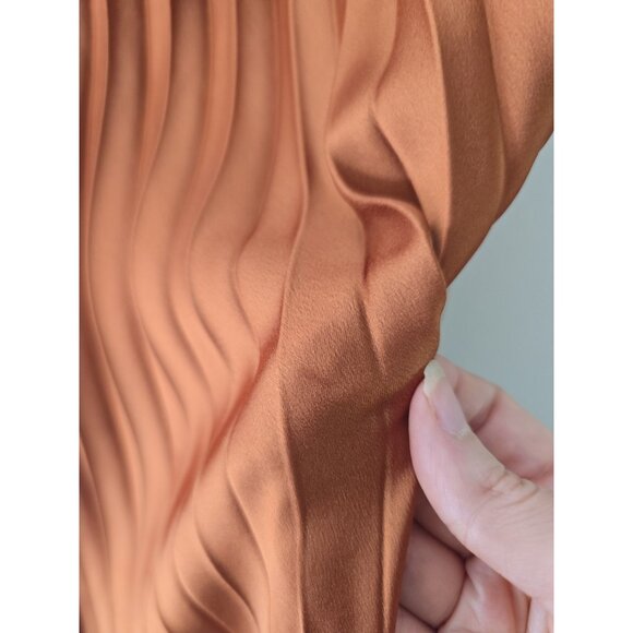 Abercrombie Fitch Giselle Pleated One Shoulder Maxi Copper Terracotta Dress XSP - Picture 5 of 12